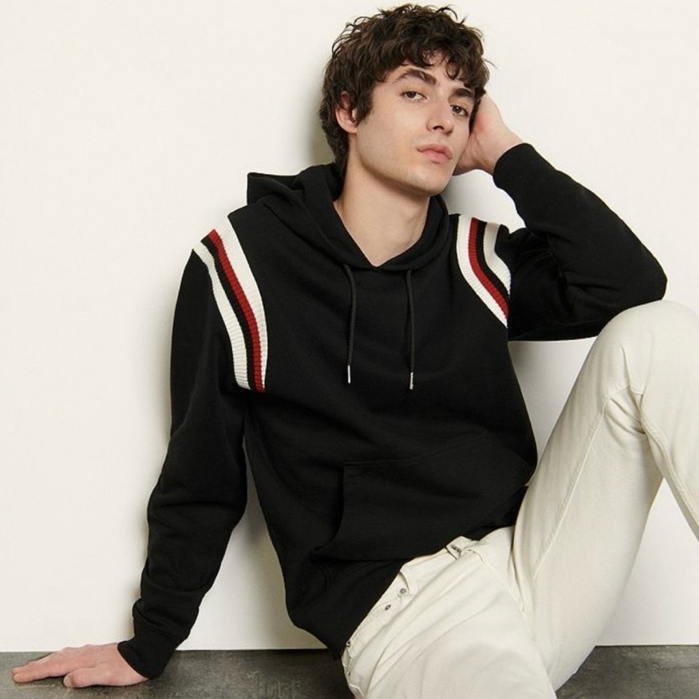 🌿Sandro Shoulder Striped Band Hoodie🌿